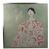 Framed Stylized Woman Floral Canvas Art 29x29"