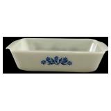 Anchor Hocking Blue Flowers Milk Glass Loaf Pan