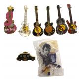 Hard Rock Cafe Enamel Pin Lot Guitars Elvis Taxi