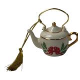 Lenox Holiday Miniature Teapot Ornament 3"H