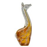 Murano Style Amber Art Glass Giraffe Figurine