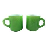 VTG Green Textured Milk Glass Mugs