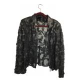 Image Leather Cutout Mesh Zip Jacket Size XL