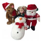 Ty Holiday Beanie Buddies & Bopper Lot of 4