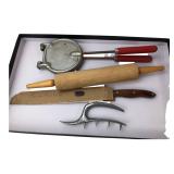 Mixed Lot of Kitchen Utensils & Pie Iron