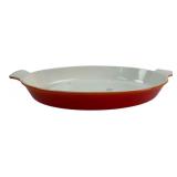 Descoware Orange Enameled Cast Iron Oval Gratin