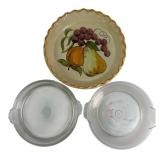 Pfaltzgraff Fruit Pie Plate & 2 Pyrex Plates