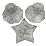 Attrib. Hazel Atlas Star & Glass Candle Holders