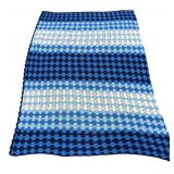 Handmade Blue Striped Crocheted Afghan