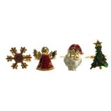 4 Enamel & Rhinestone Holiday Napkin Rings