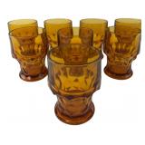VTG Paneled Amber Glass Tumblers Set of 8