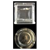 Signed by Ted Clear Glass Square Ashtray