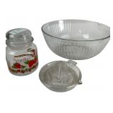 Clear Ribbed Glass Bowl, Berry Good Jar & Juicer