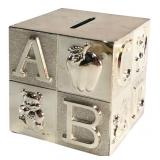 Silverplated Alphabet Block Coin Bank