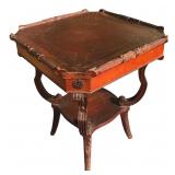 Regency Style Leather Top Side Table, 24"H