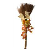 Decorative Autumn Floral Straw Broom, 35" H