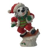 Dalmatian Dog Santa Snowboarding Resin Figurine