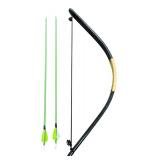 Wooden Archery Bow with Two Arrows 30" H