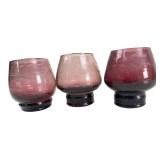 Mini Amethyst Etched Glass Tumblers set of 3
