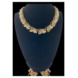Trifari Gold-Tone Faux Pearl Leaf Necklace &...