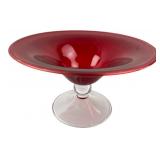 LSA International Red Glass Footed Bowl 11" Dia