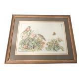 VTG Attrib. Lanarte Birds & Rosehips Cross Stitch