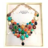 Amrita Singh Multicolor Stone Bib Necklace