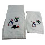Bathworks Christmas Penguin Towel Set