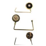 3 Vintage Table Purse Hangers Shell Leopard