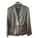 Jaclyn Smith Classic Brown Leather Blazer Size 18