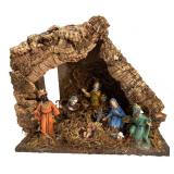 Italian Cork Bark Nativity Scene Creche