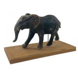 Papier-Mache Elephant Statue on Base 13x7.5"