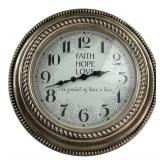 Faith Hope Love Plastic Wall Clock 20" Dia.