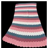 Crocheted Chevron Ripple Afghan Blanket 95x47