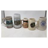 5 pc ceramic beer stein Lot