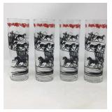 4 Currier and Ives Horse and Buggy Glasses