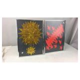 Set of 2 Origami art in silver frames