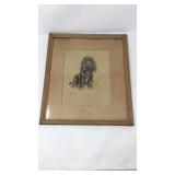 Vintage framed cocker spaniel sketch