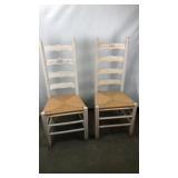 Pair of rope seat ladder back chairs