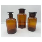3 Amber Glass Bottles-8158