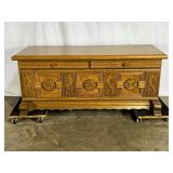 Carved Oak Bench-8149