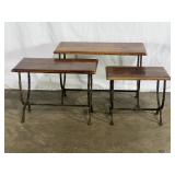 Nesting Oak and Iron Tables-8098