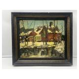 Framed Winter Landscape Painting-8262