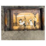 Wooden Tray with Pastoral Scene-8237