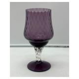 Purple Glass Goblet with Clear Stem