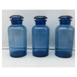 Three Blue Glass Jars-8156