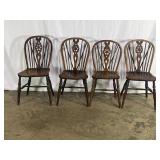 4 Antique Wheel back Chairs-8205