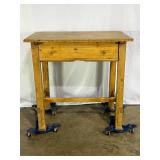 Antique Pine Table With Drawer-7870