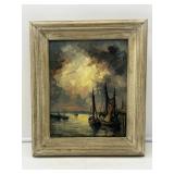 Harbor Scene Oil Painting-8269
