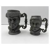 2 Pewter Face Tankards-8021